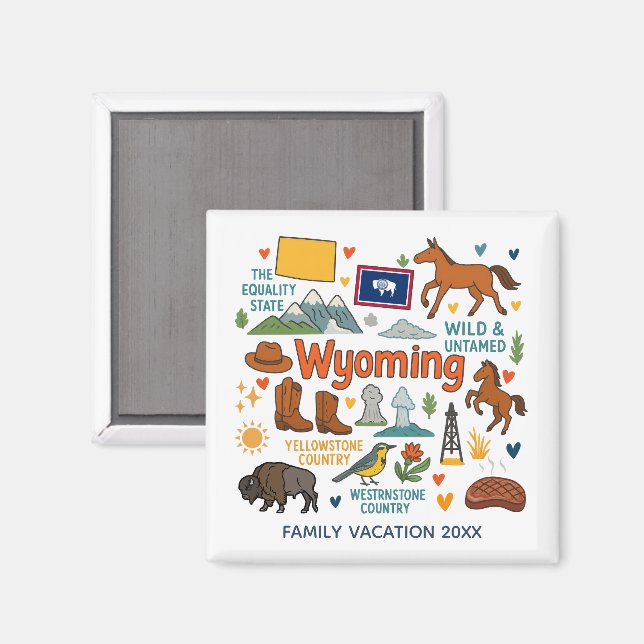 Wyoming Family Vacation Keepsake Custom Magnet (Front/Back)