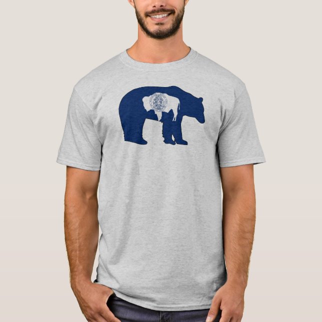 Wyoming Flag Bear T Shirt (Framsida)