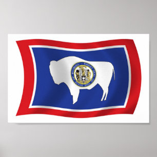 Wyoming Flagga Affisch Print