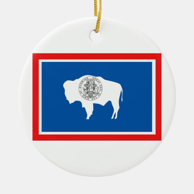 Wyoming Flagga Julgransprydnad Keramik (Framsidan)