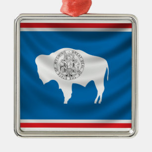Wyoming flagga julgransprydnad metall