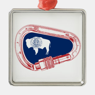 Wyoming Flagga klätting Carabiner Julgransprydnad Metall