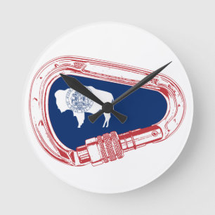 Wyoming Flagga klätting Carabiner Rund Klocka