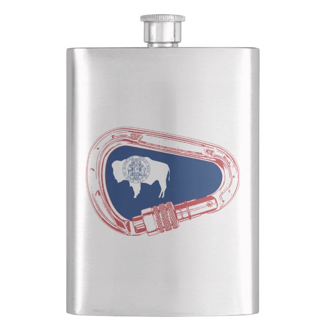 Wyoming flagga som klättrar Carabiner Fickplunta (Framsidan)