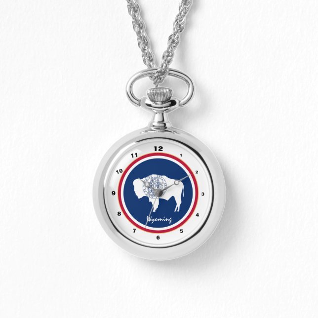 Wyoming Flagga & Wyoming mode USA/designur Armbandsur (Framsida)