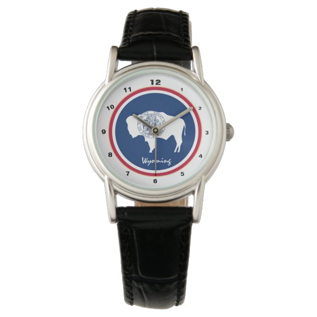 Wyoming Flagga & Wyoming mode USA/designur Armbandsur (Framsida)