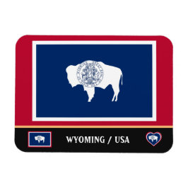 Wyoming Flagga & Wyoming State/RESresa Amerika Magnet