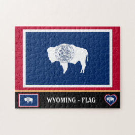 Wyoming Flagga & Wyoming State USA/Amerika Pussel