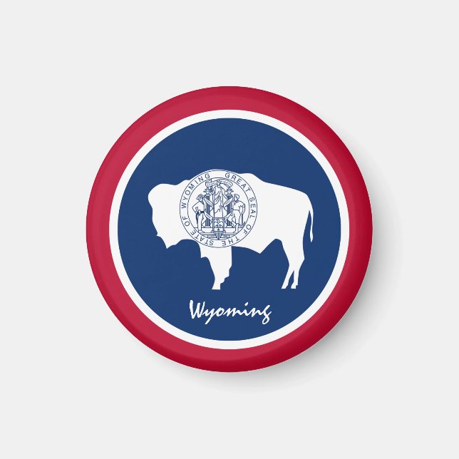 Wyoming flagga & Wyoming, USA helgdag/sport Magnet (Framsidan)