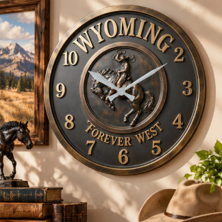 Wyoming Forever West Bucking Horse Bronze Stor Klocka