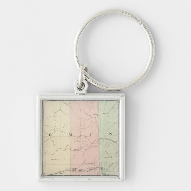 Wyoming Fyrkantig Silverfärgad Nyckelring (Framsidan)