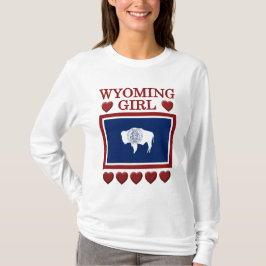 Wyoming Girl Statlig flagga Hearts T-shirt