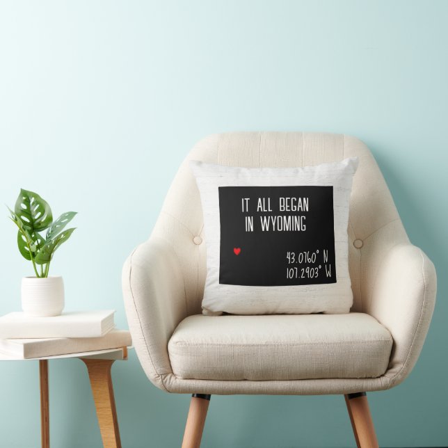 Wyoming GPS-koordinater med hjärta Kudde (Stol)