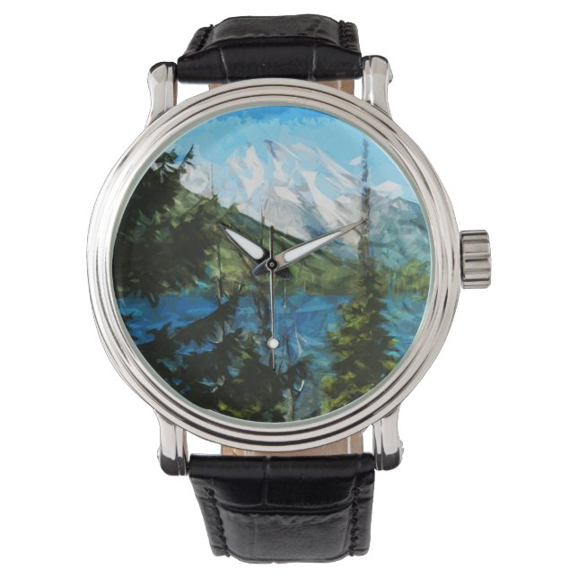 Wyoming Grand Teton Mountains Abstrakt Armbandsur (Framsida)