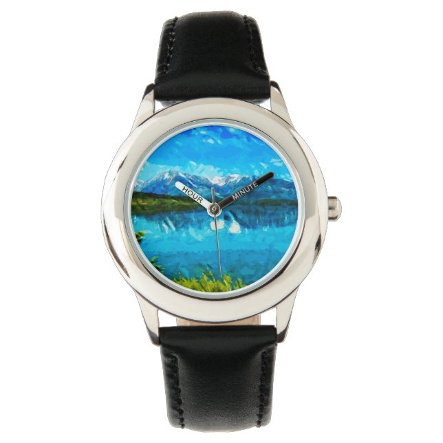 Wyoming Grand Teton Mountains Abstrakt Armbandsur (Framsida)