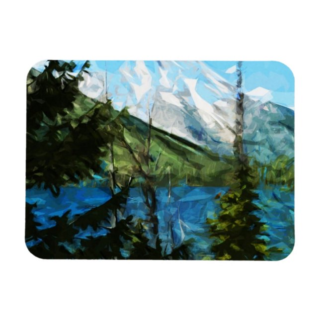 Wyoming Grand Teton Mountains Abstrakt Magnet (Horisontell)