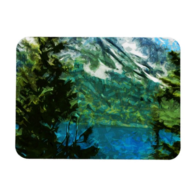 Wyoming Grand Teton Mountains Abstrakt Magnet (Horisontell)