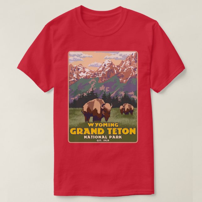 Wyoming Grand Teton National Park Mountain Hiking T Shirt (Design framsida)