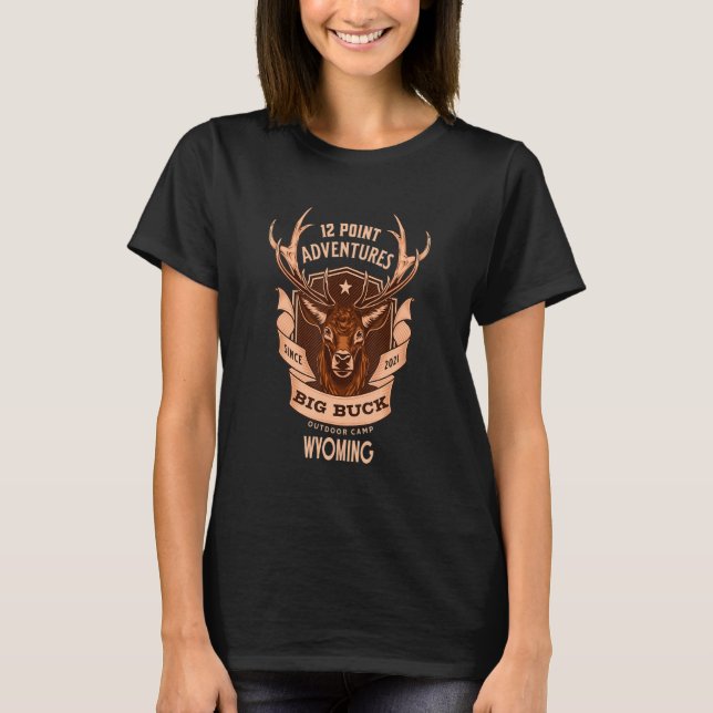 Wyoming Hjort Hunting För manar T Shirt (Framsida)