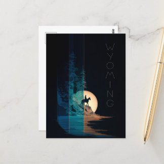 Wyoming, Horseback Rider, Full Moon Rising Vykort