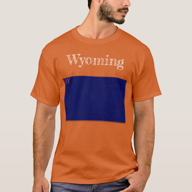 Wyoming Interstate [Navy Blue Design] T Shirt (Framsida)