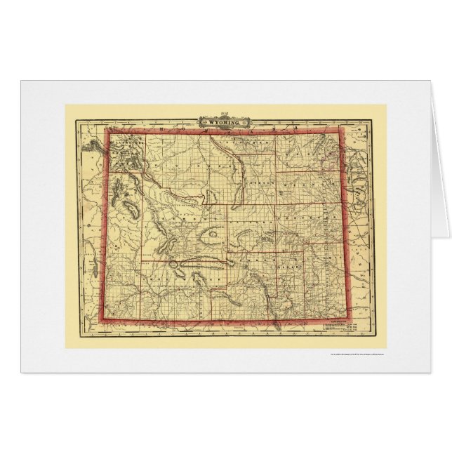 Wyoming järnväg & Townkarta 1895 Hälsningskort (Framsidan Horizontal)