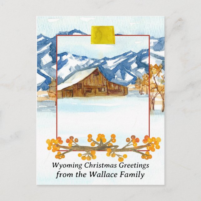 Wyoming jul Greetings Farmhouse Anpassningsbar Helg Vykort (Framsida)