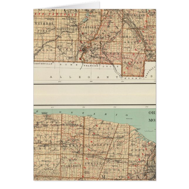 Wyoming, Livingston, Orleans, Genesee Hälsningskort (Framsidan)