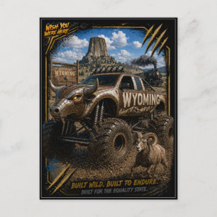 Wyoming Monster Truck Terrängkonst Vykort