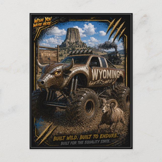 Wyoming Monster Truck Terrängkonst Vykort (Framsida)