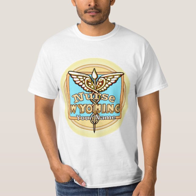 Wyoming Nurse Caduceus T Shirt (Framsida)