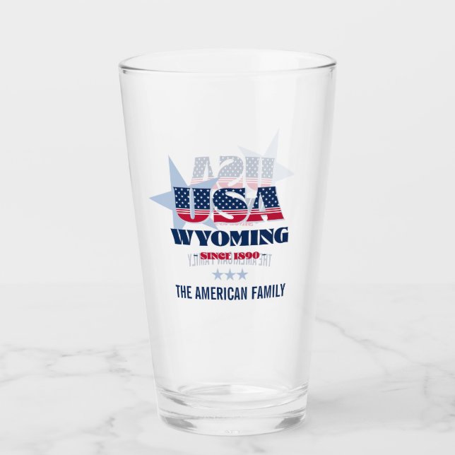 Wyoming Patriotic Pride Personlig Glaskopp (Framsida)