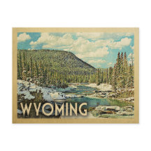 Wyoming Postcard - Retro Travel Snowy Winter Natur