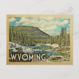 Wyoming Postcard - Retro Travel Snowy Winter Natur Vykort
