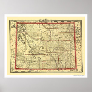 Wyoming Railroad & Town Karta 1895 Poster