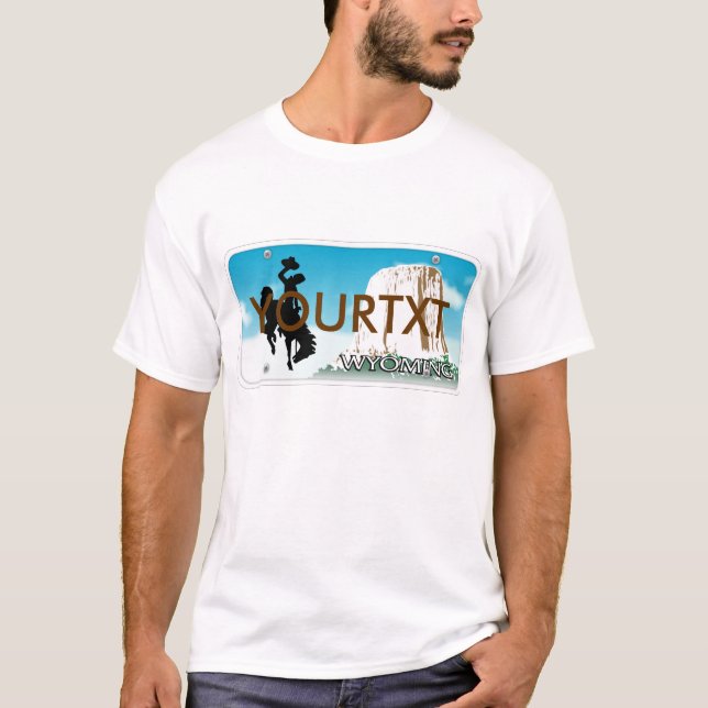 Wyoming registreringsskylt t-shirt (Framsida)
