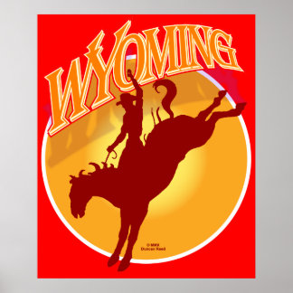 Wyoming rodeo sunrise poster