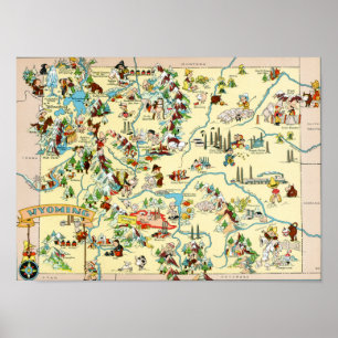 Wyoming rolig vintagekarta poster