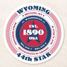 Wyoming Rött vitt blått Typography Underlägg Papper Rund