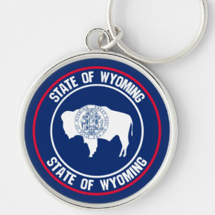 Wyoming Round Emblem Rund Silverfärgad Nyckelring