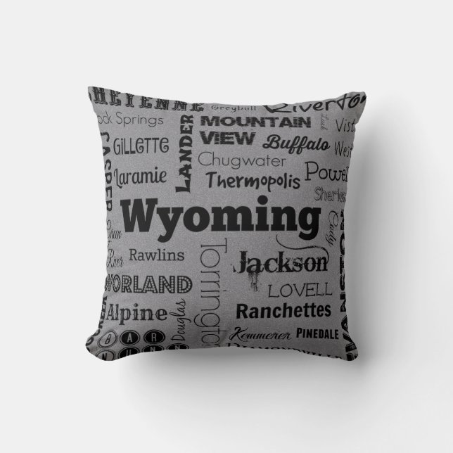 Wyoming stadstypografi kudder i grått/svart kudde (Framsida)