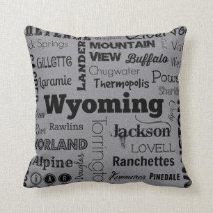 Wyoming stadstypografi kudder i grått/svart kudde