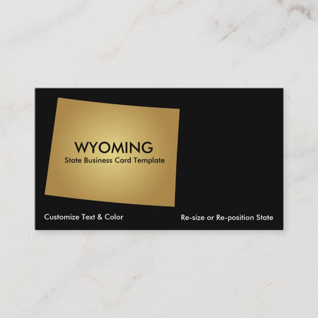 Wyoming State Affärskort Metallic Guld Visitkort (Framsida)