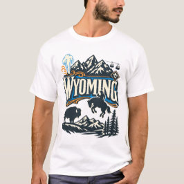 Wyoming State Heritage Yellowstone Teton Art T Shirt