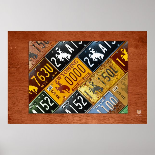 Wyoming State License Plate Karta by Design Turnpi Poster (Framsidan)