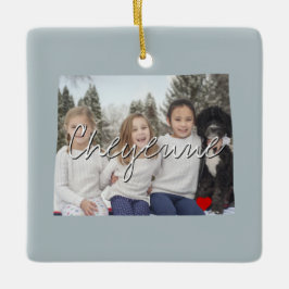 Wyoming State Photo infoga och namn Julgransprydnad Keramik