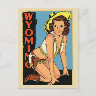 Wyoming State Pin Up Flicka Postkort Cowgirl Vykort