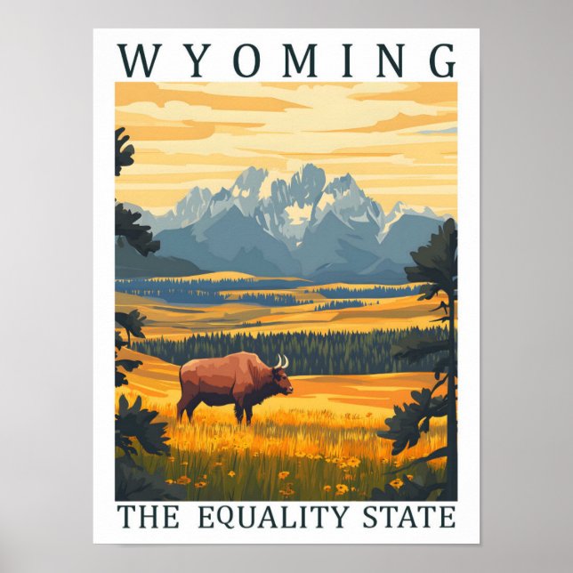 Wyoming State USA Travel Ställe Poster (Framsidan)