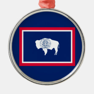 Wyoming Statlig flagga Design Decor Julgransprydnad Metall