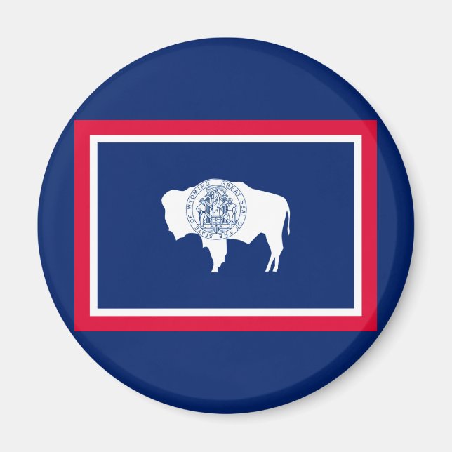 Wyoming Statlig flagga Design Magnet (Framsidan)